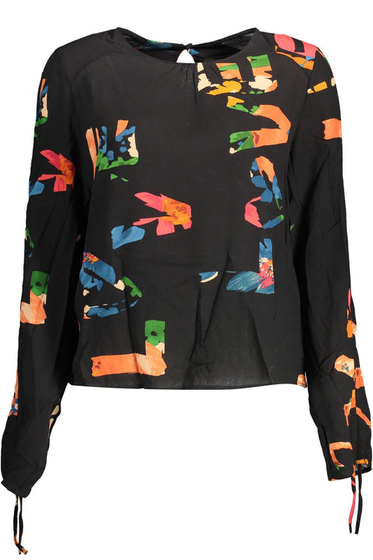 Desigual Elegant Black Gathered Sleeve Shirt