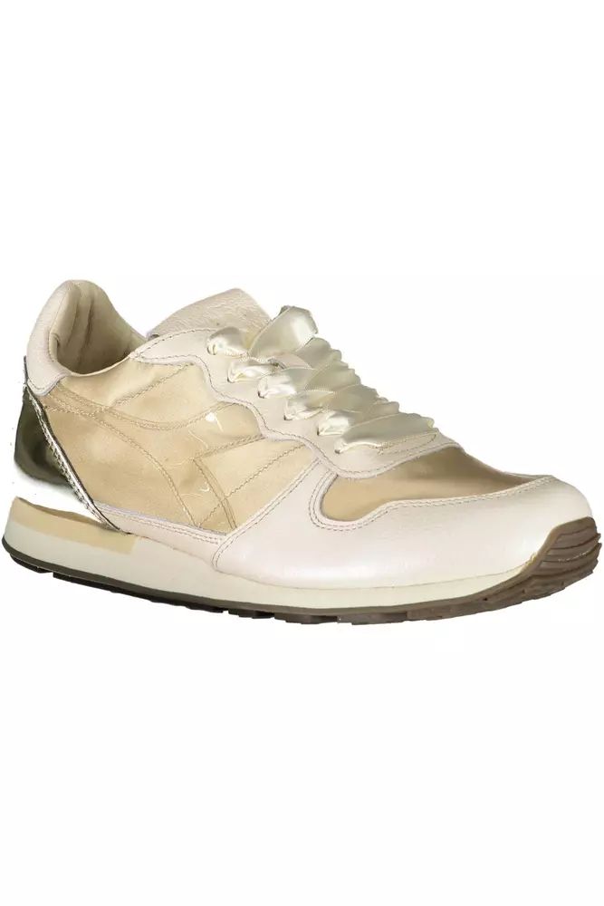 Diadora Beige Lace-Up Sneaker with Contrasting Details