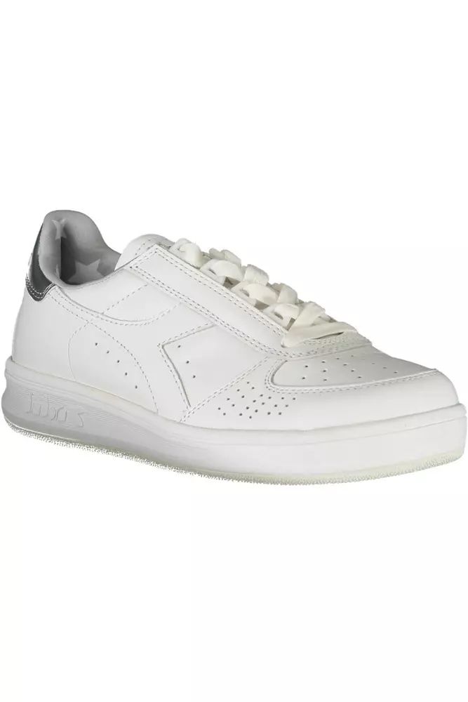 Diadora Elegant White Lace-Up Sneakers with Contrast Detail