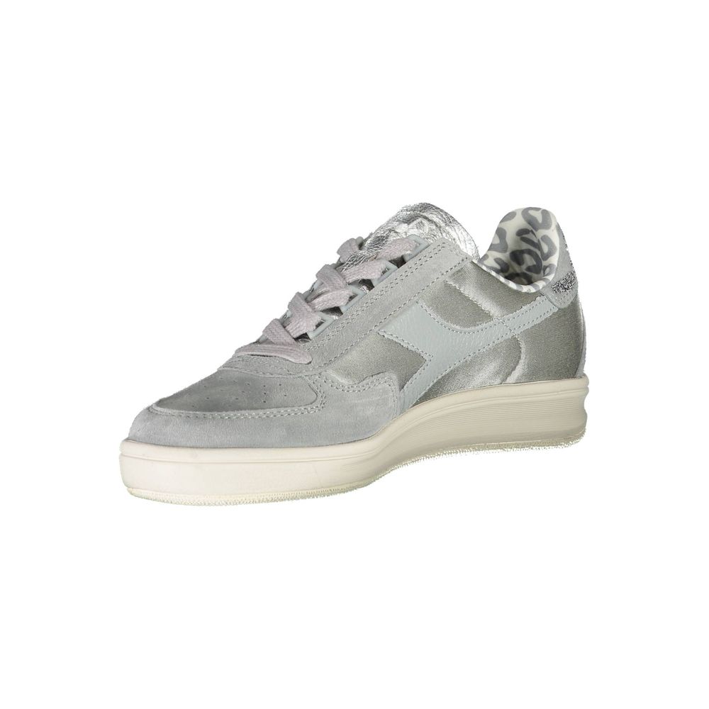 Diadora Sparkling Gray Lace-Up Sneakers with Swarovski Crystals