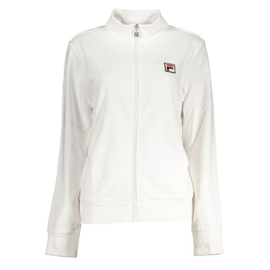 Fila Chic White Long Sleeve Zippered Sweatshirt