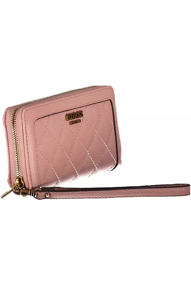 Guess Jeans Chic Pink Wallet with Contrast Zip & Logo