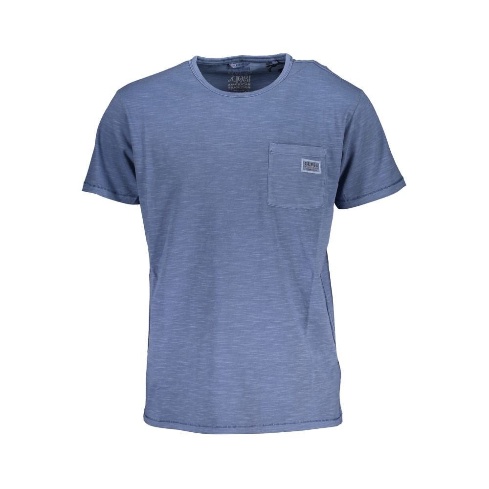 Guess Jeans Chic Crew Neck Pocket Tee in Blue