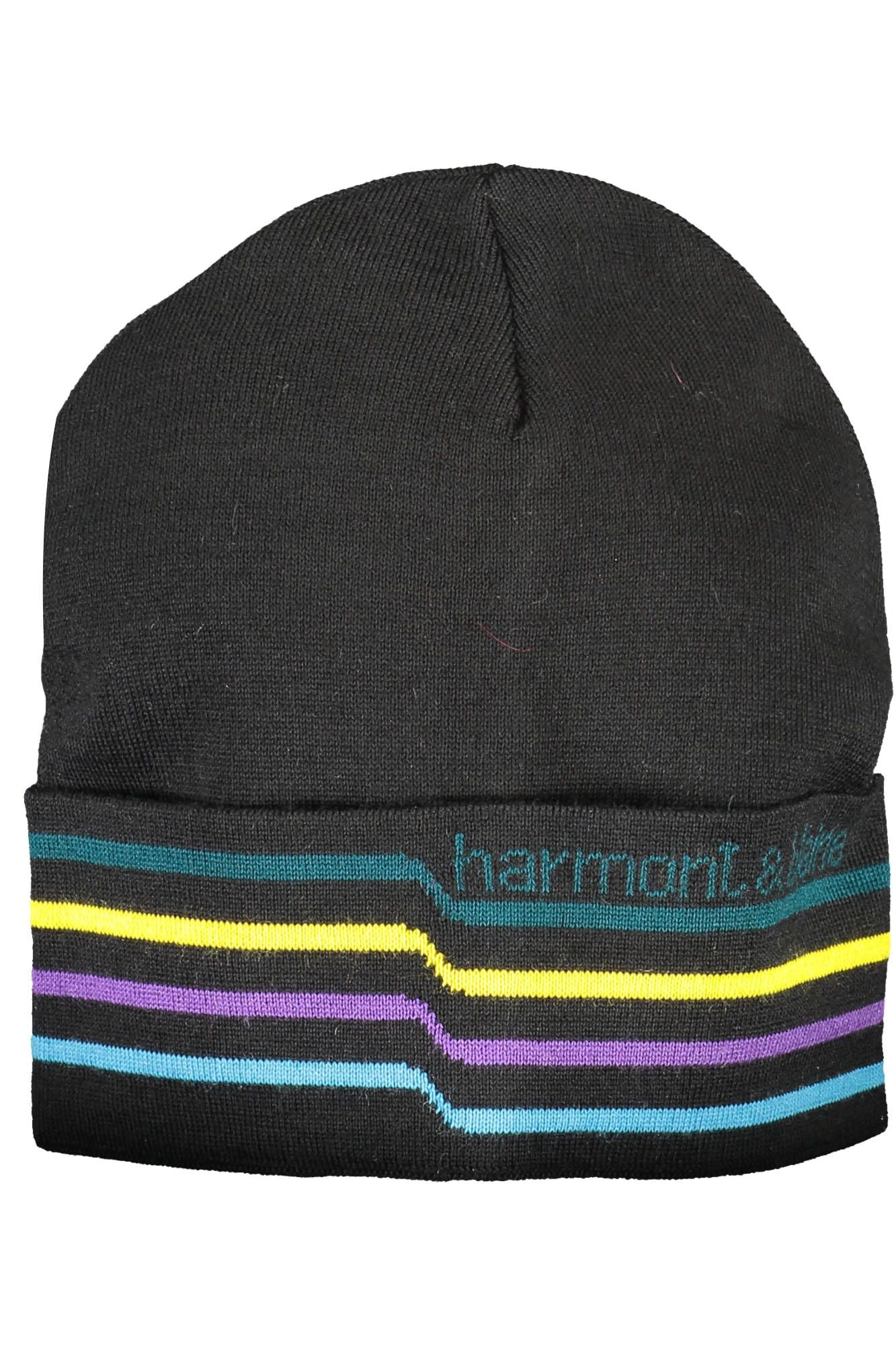 Harmont & Blaine Sleek Black Wool Blend Cap with Embroidery