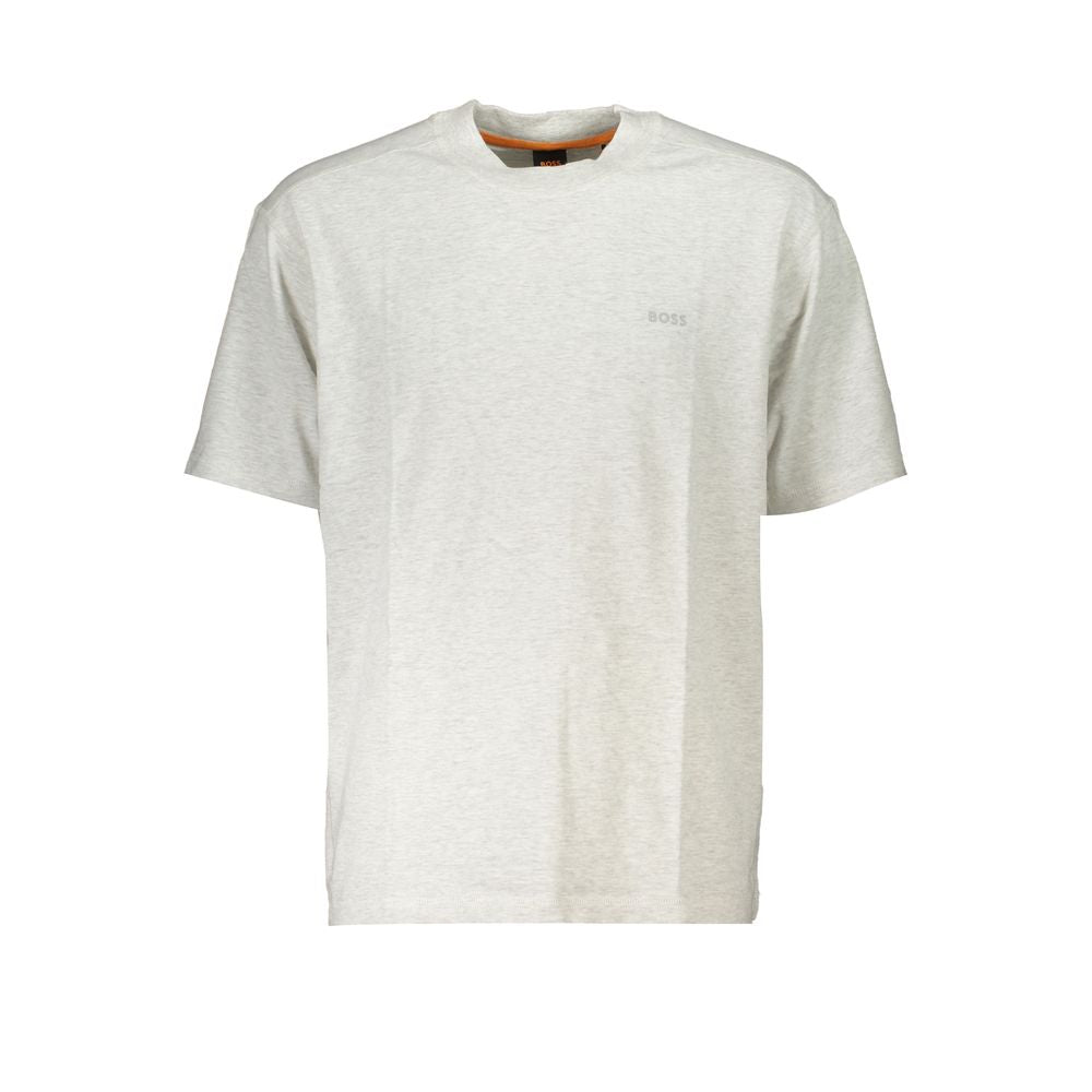 Hugo Boss Elegant Gray Crew Neck Logo Tee