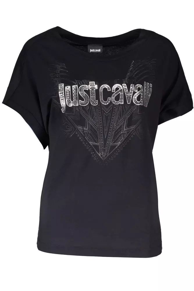 Just Cavalli Elegant Logo Print Tee with Stretch Comfort