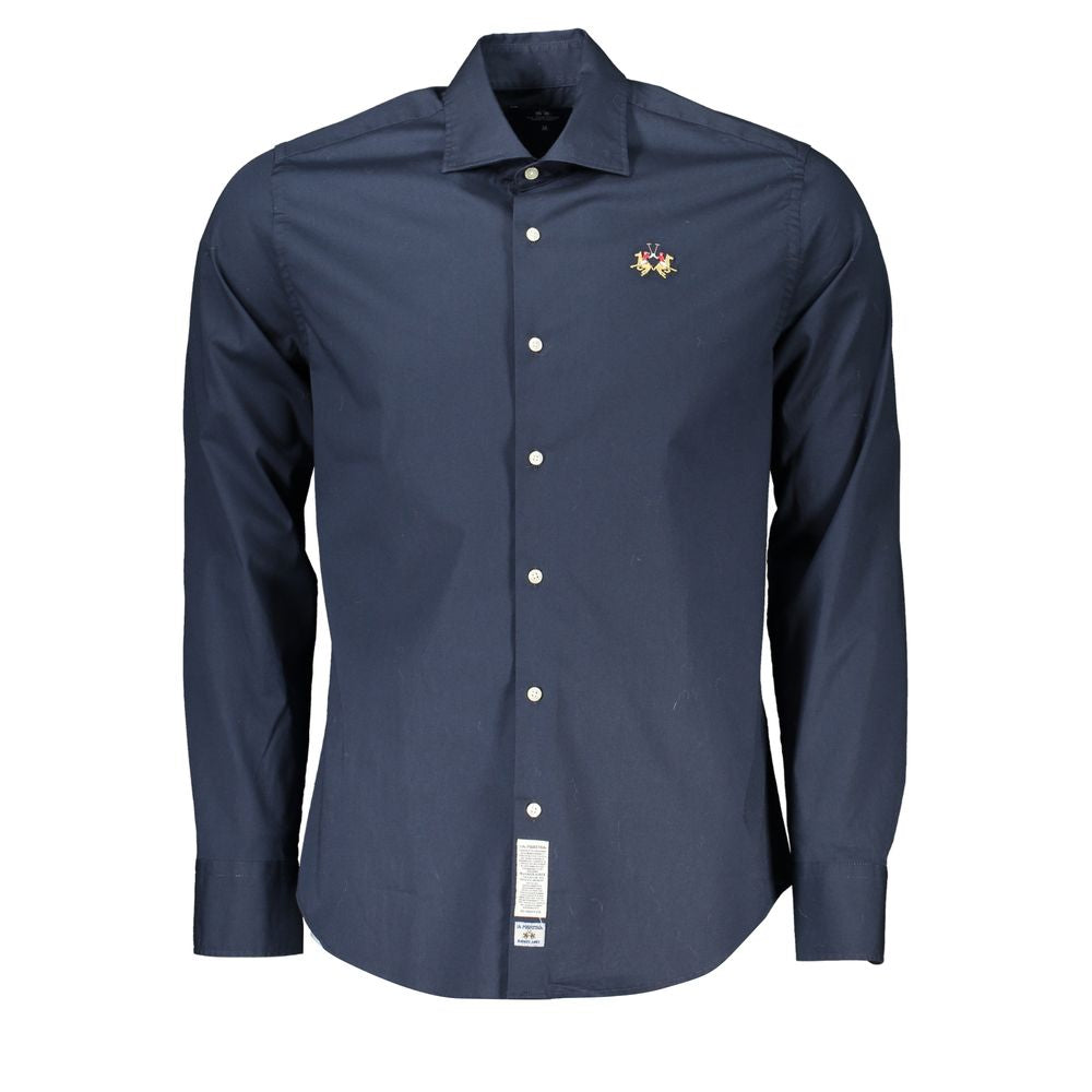 La Martina Chic Slim Fit Long Sleeved Blue Shirt