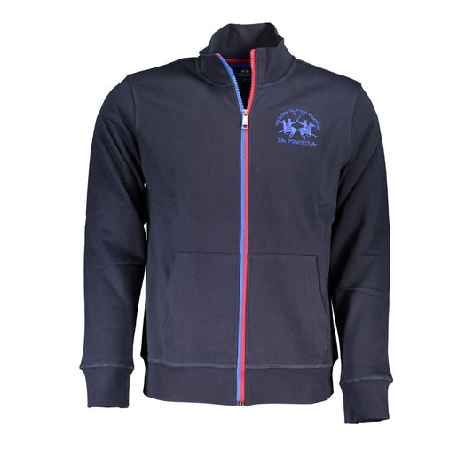 La Martina Sleek Long-Sleeved Fleece Sweatshirt in Blue