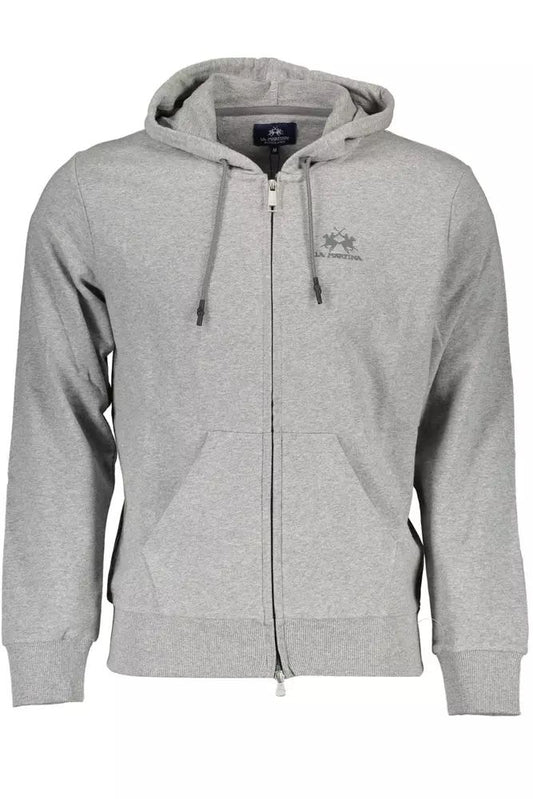 La Martina Elegant Gray Cotton Hooded Sweatshirt