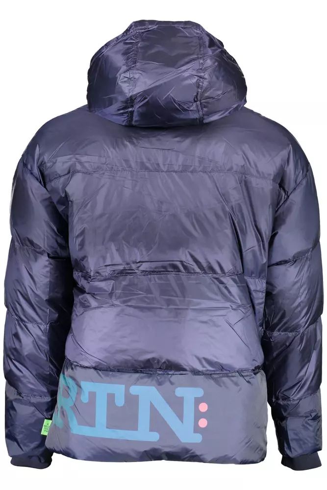 La Martina Elegant Blue Feather-Down Hooded Jacket