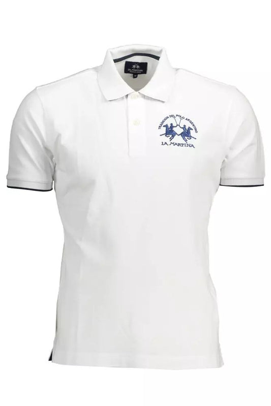 La Martina Elegant White Polo with Contrasting Embroidery