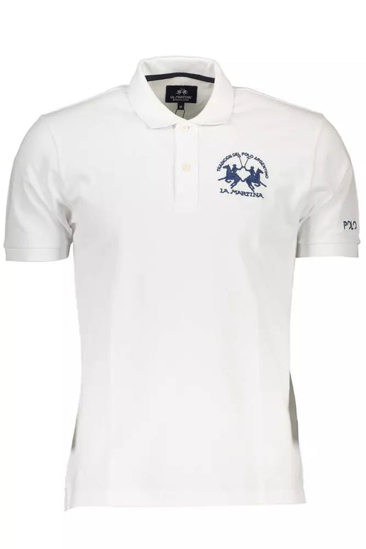 La Martina Elegant White Polo with Contrasting Embroidery