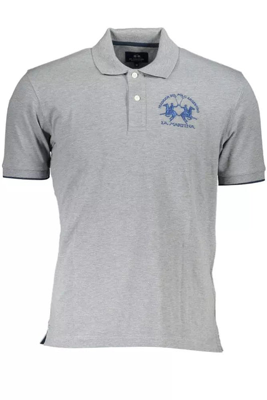 La Martina Elegant Gray Polo with Contrasting Details