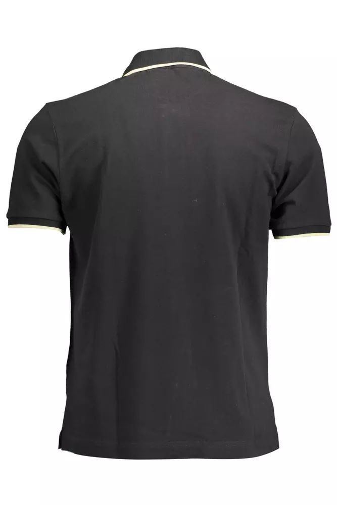 La Martina Elegant Black Cotton Polo with Contrasting Accents