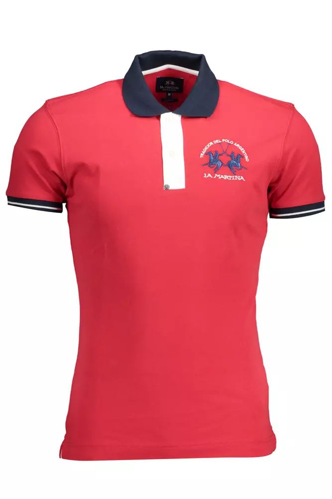 La Martina Chic Slim Fit Pink Polo with Embroidery Details