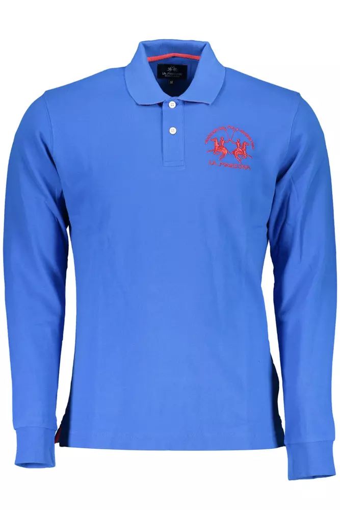 La Martina Elegant Blue Long-Sleeved Polo for the Modern Man