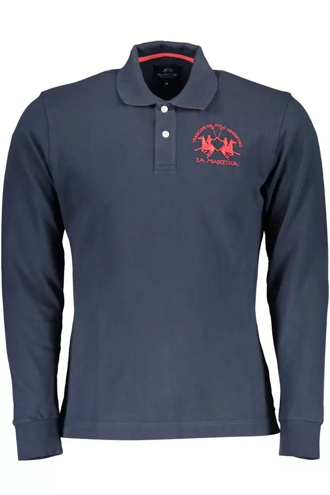 La Martina Classic Blue Long-Sleeve Polo Elegance