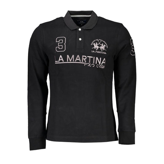 La Martina Elegant Long Sleeved Black Polo