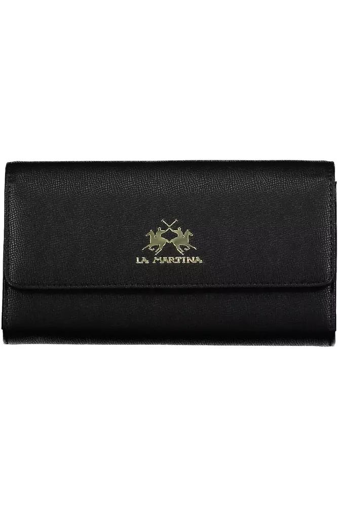 La Martina Elegant Black Polyethylene Wallet with Logo