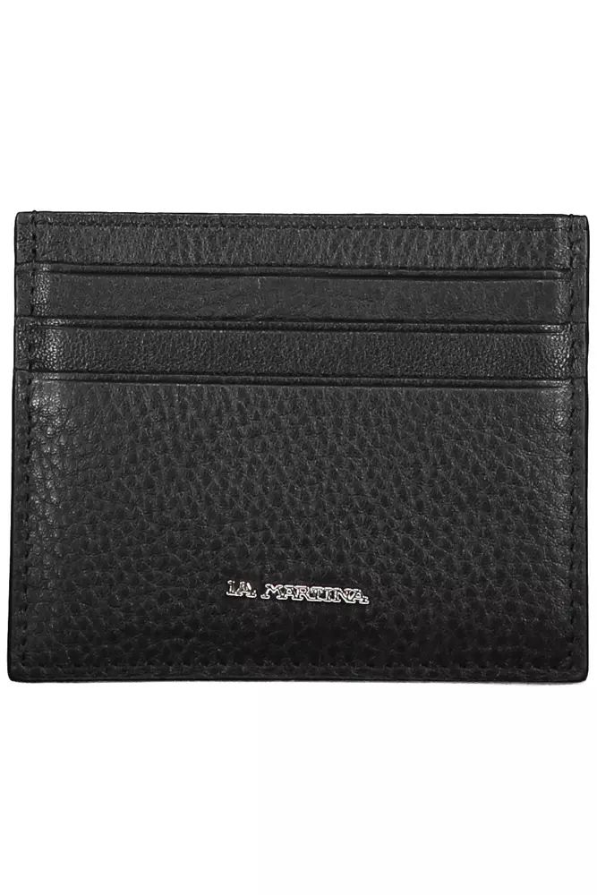 La Martina Sleek Black Leather Card Holder