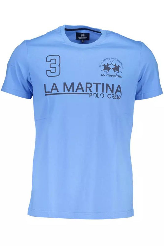 La Martina Elegant Light Blue Tee with Iconic Print