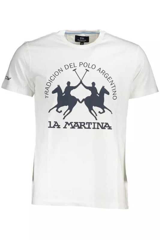 La Martina Elegant White Tee with Iconic Print