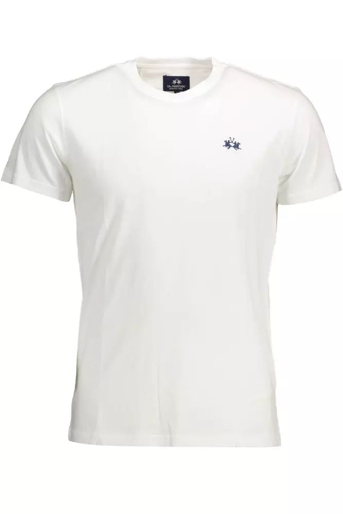 La Martina Elegant White Embroidered Tee for Men