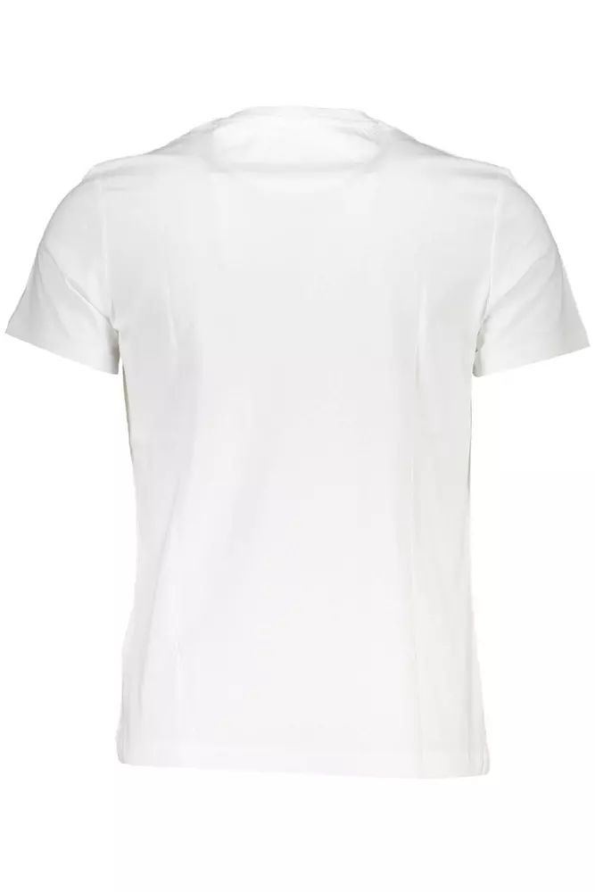 La Martina Elegant White Round Neck Tee with Print