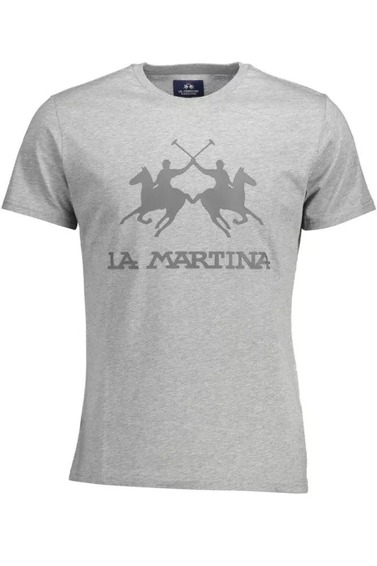 La Martina Elegant Crew Neck Tee with Signature Print