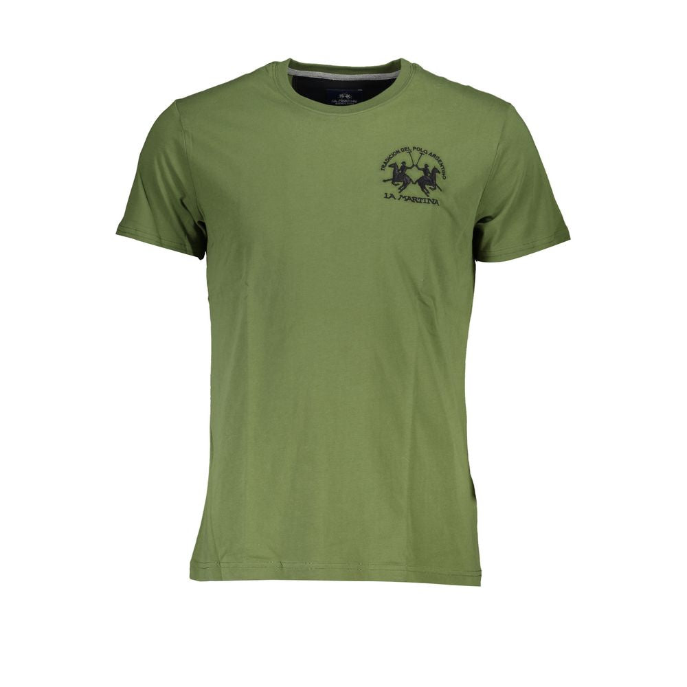 La Martina Elegant Green Crew Neck Cotton Tee