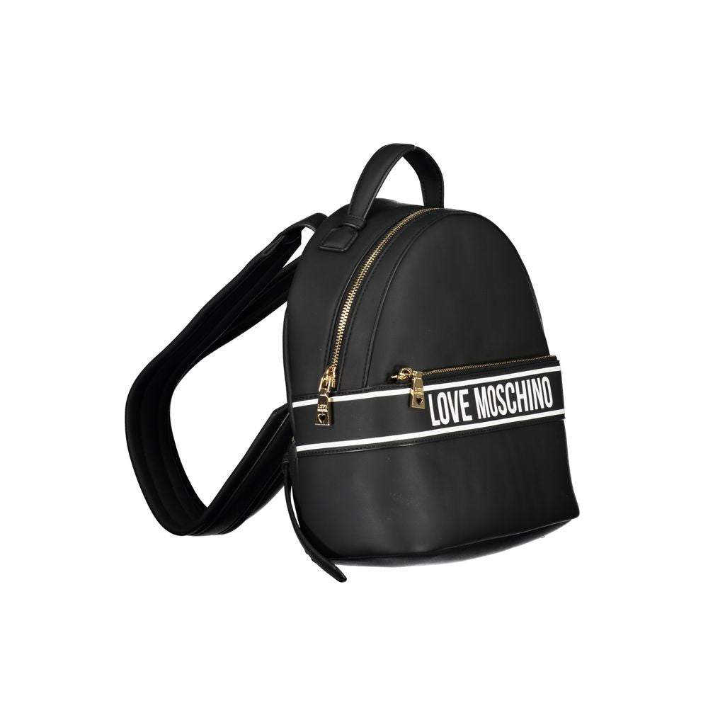 Love Moschino Chic Black Designer Backpack with Print Detail