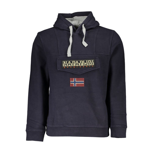 Napapijri Chic Blue Fleece Hooded Sweatshirt with Embroidery