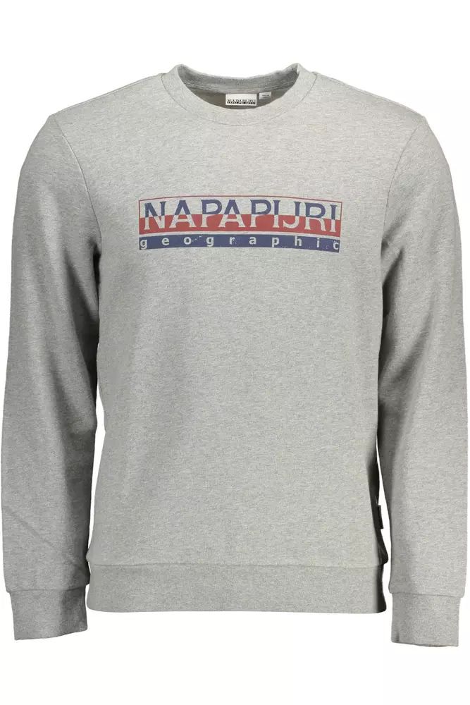 Napapijri Chic Gray Cotton Sweatshirt with Logo Print