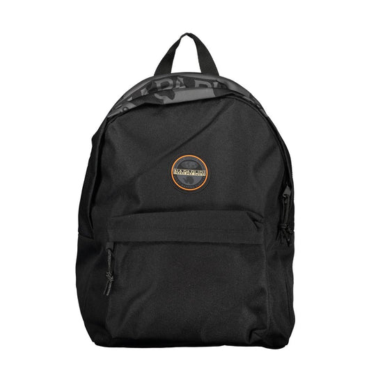 Napapijri Sleek Black Cotton Backpack with Contrasting Details