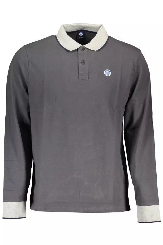 North Sails Sleek Gray Long-Sleeved Polo with Contrasting Details