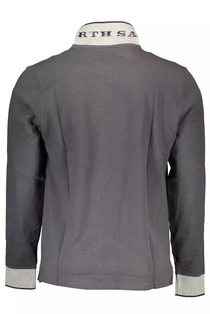 North Sails Sleek Gray Long-Sleeved Polo with Contrasting Details