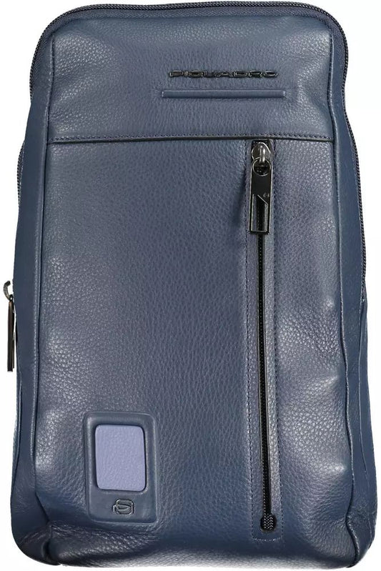 Piquadro Sleek Blue Leather Shoulder Laptop Bag