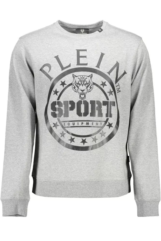 Plein Sport Sleek Gray Long-Sleeved Sweatshirt