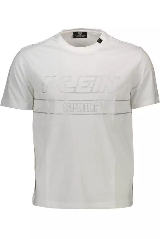 Plein Sport Pristine White Cotton Tee with Bold Accents