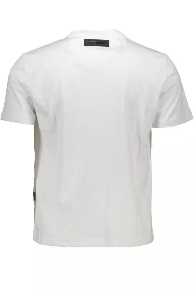 Plein Sport Sleek White Crew Neck Tee with Contrasting Accents