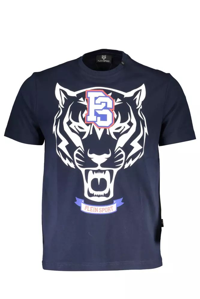 Plein Sport Electric Blue Cotton Tee with Exclusive Print