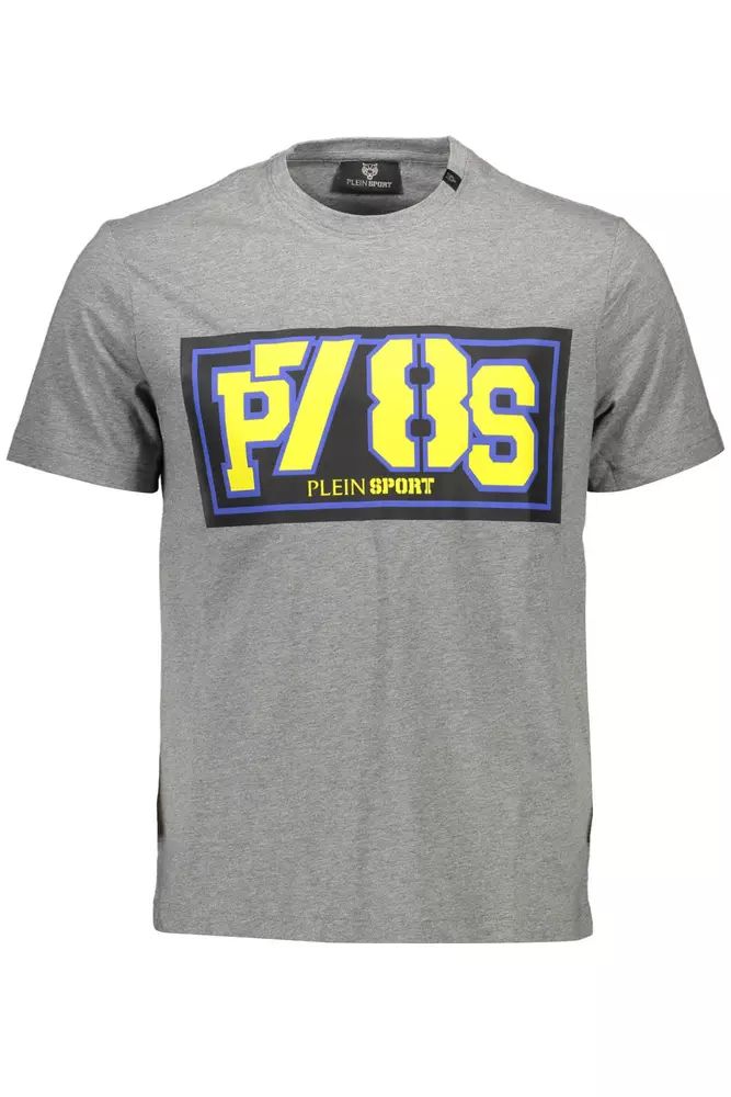 Plein Sport Athletic Grey Crew Neck Tee with Logo Detail