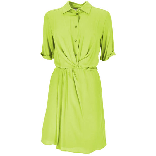 Patrizia Pepe Elegant Green Flared Short Sleeve Shirtdress