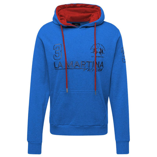 La Martina Chic Blue Cotton Hooded Sweatshirt