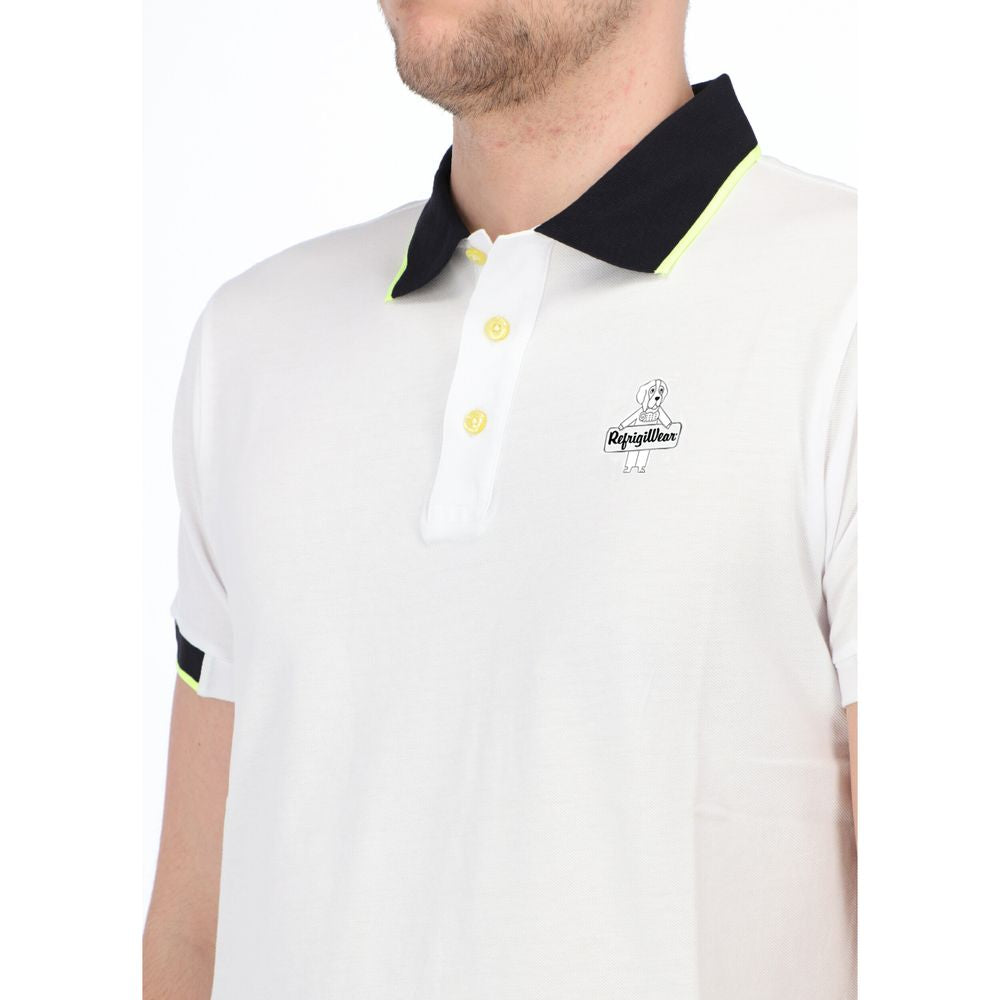 Refrigiwear Elegant White Cotton Polo with Contrasting Accents