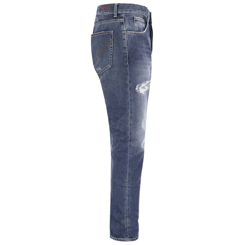 Dondup Distressed Blue Cotton Mius Jeans