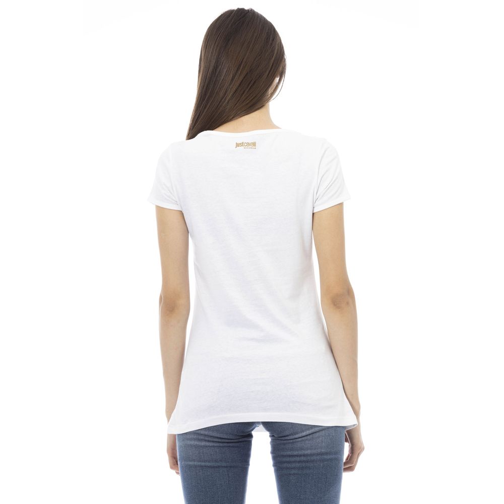 Just Cavalli Elegant Cotton Crew Neck Tee with Front Print