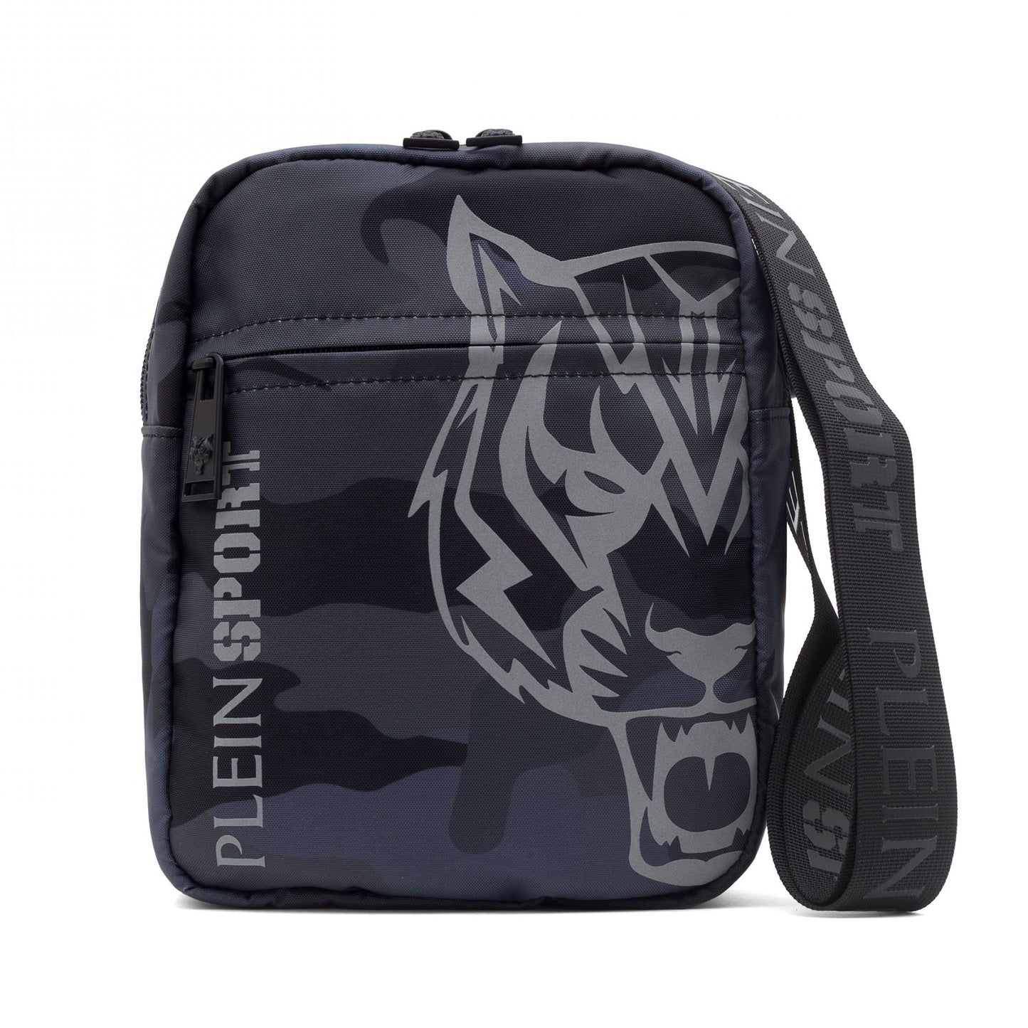 Plein Sport Grey Camo Messenger With Fierce Tiger Detail