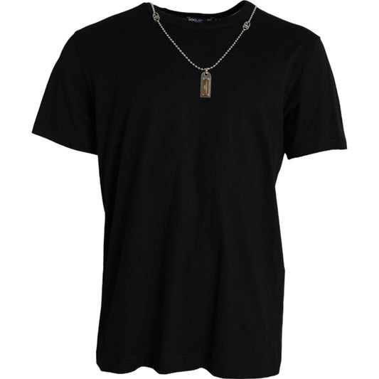 Dolce & Gabbana Black Silver Chain Short Sleeve T-shirt