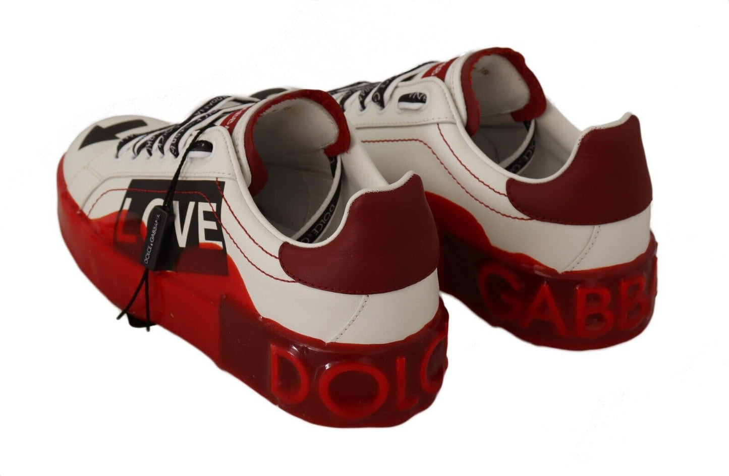 Dolce & Gabbana Asymmetrical Graphic Leather Sneakers